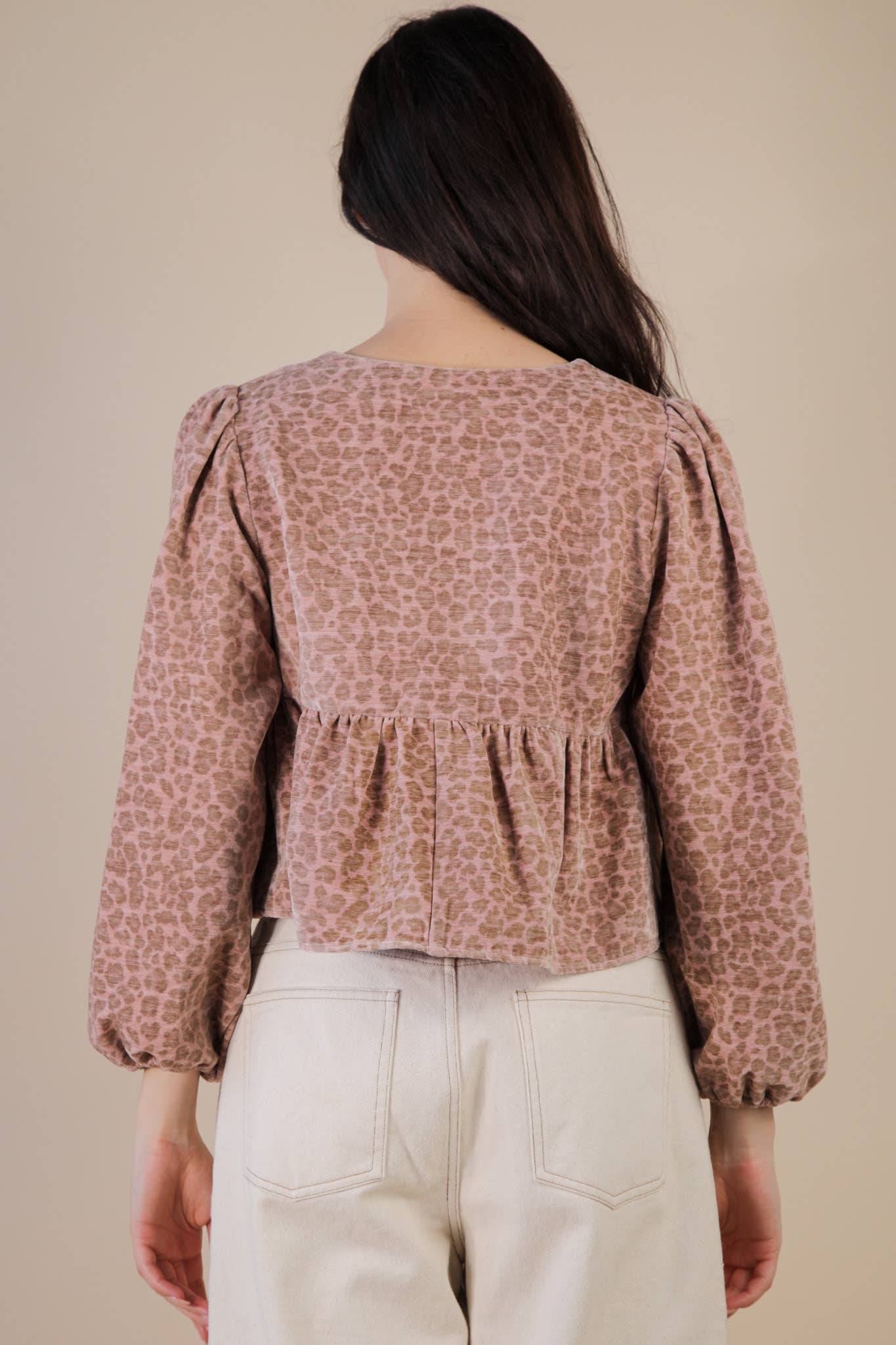 Leopard Printed Front Tie Woven Blouse Top