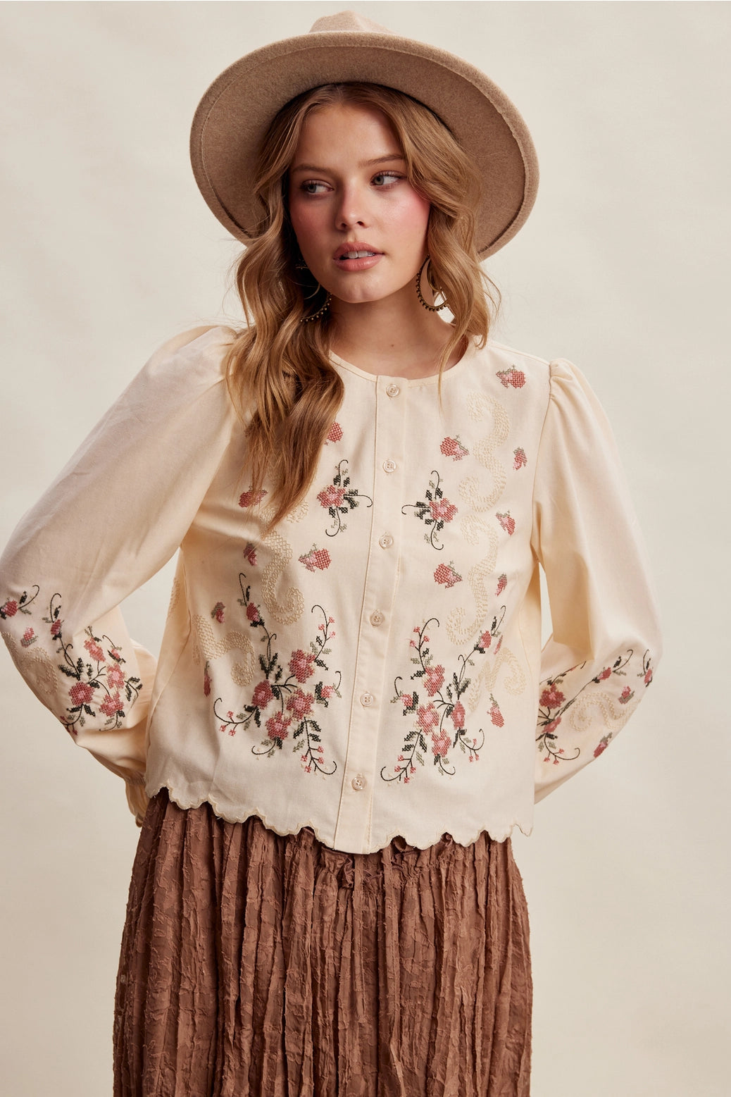 Scalloped Secret Garden Blouse