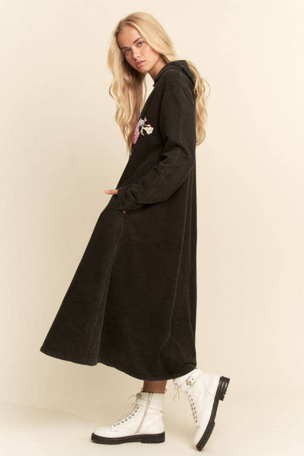 PLUS MINERAL FLORAL BUTTERFLY HOODIE MIDI DRESS