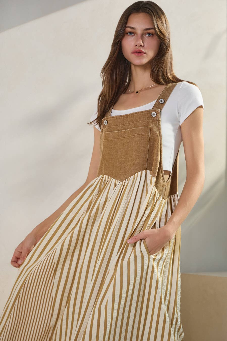 Plus Colored Denim Overall Dress