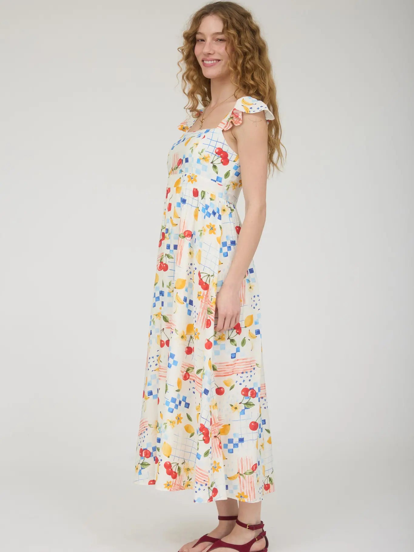 Cherry Pickin Ruffle Maxi Dress