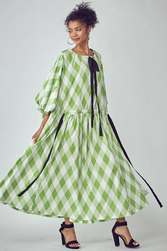 BALLOON SLEEVE DRESS WITH POCKETS