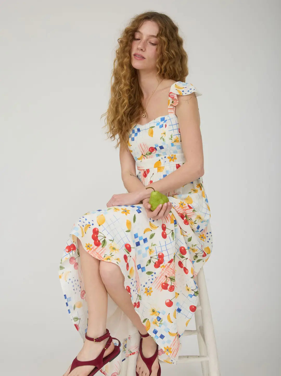 Cherry Pickin Ruffle Maxi Dress