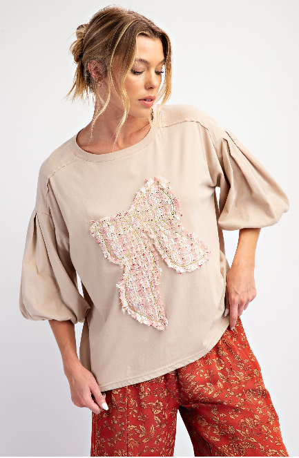 KHAKI BOW TOP