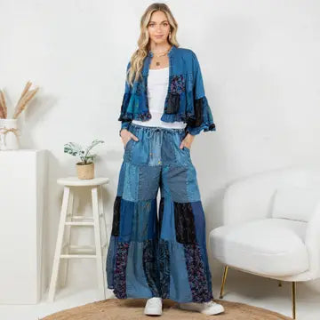 Chic Overdyed Band Collar Jhabla Indigo