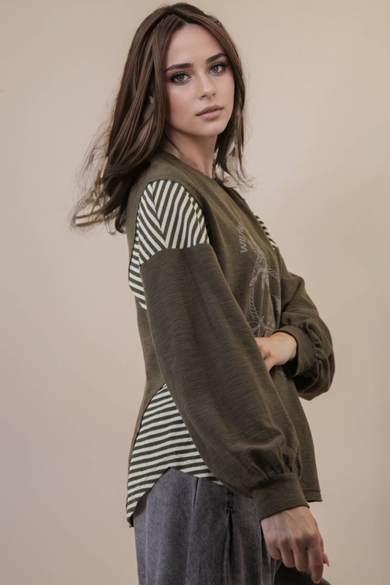 OversizedWestern Graphic Knit Top
