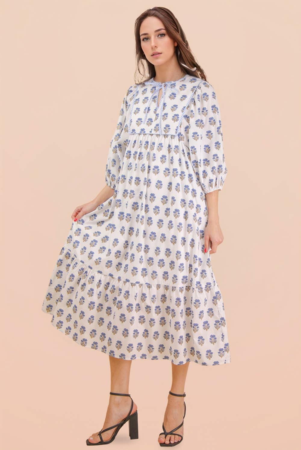 Printed Half Sleeve Midi Dress