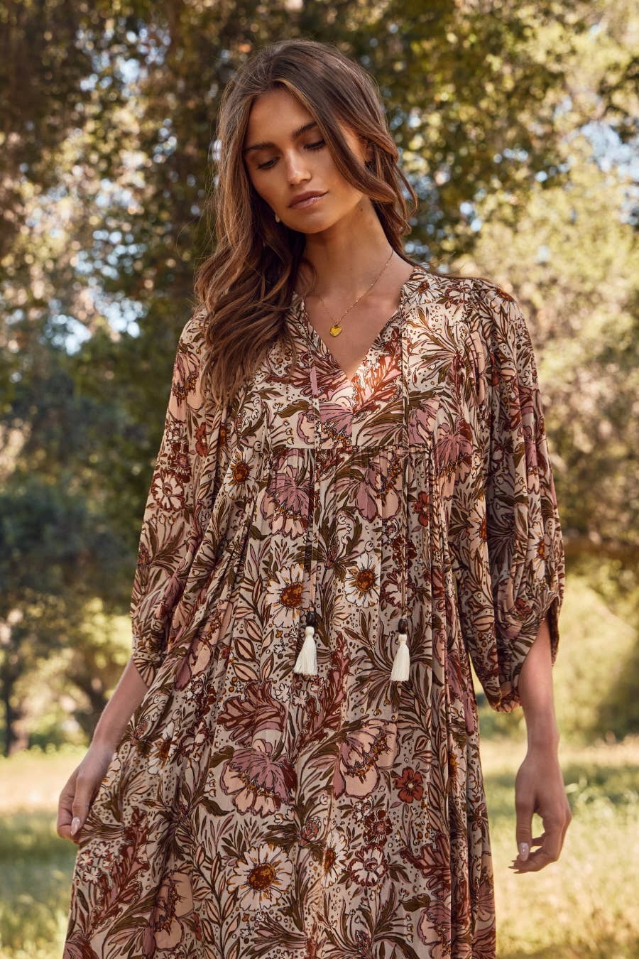Plus Bohemian Floral Maxi Dress