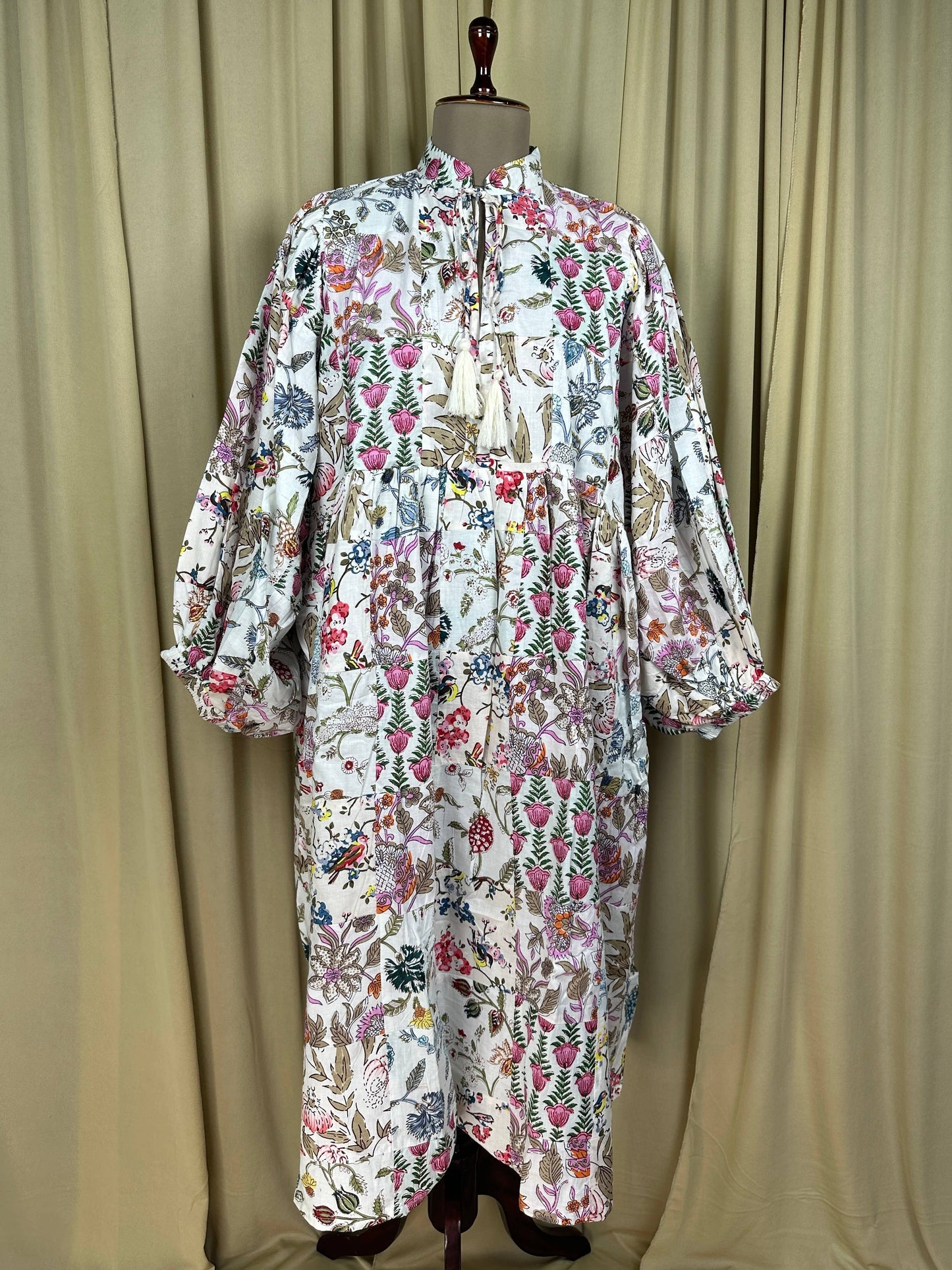 White SHADES - Hand Patchwork Cotton Dress OneSize