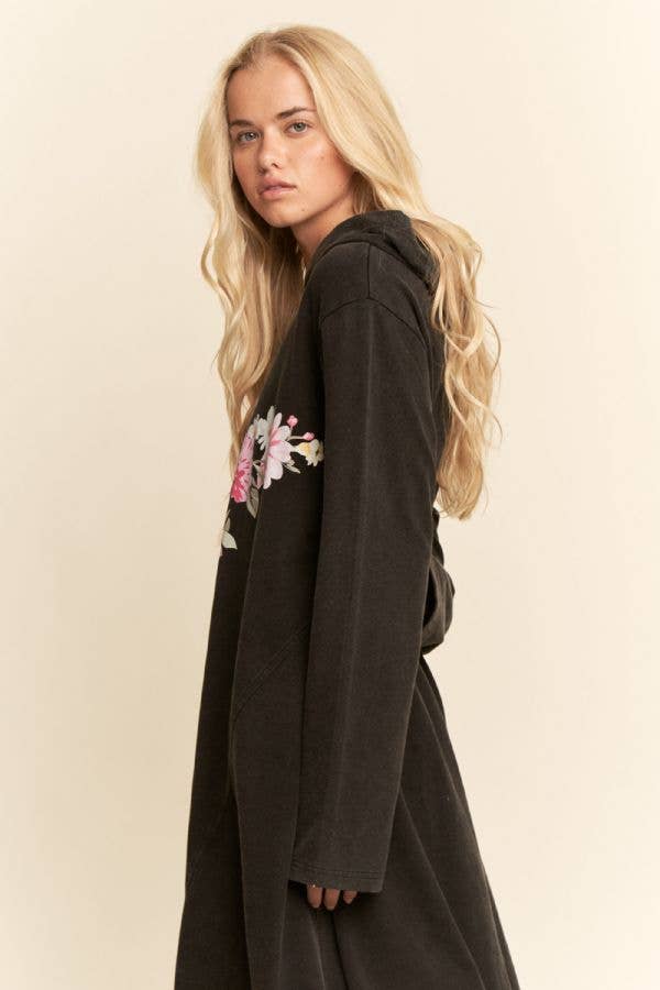 PLUS MINERAL FLORAL BUTTERFLY HOODIE MIDI DRESS