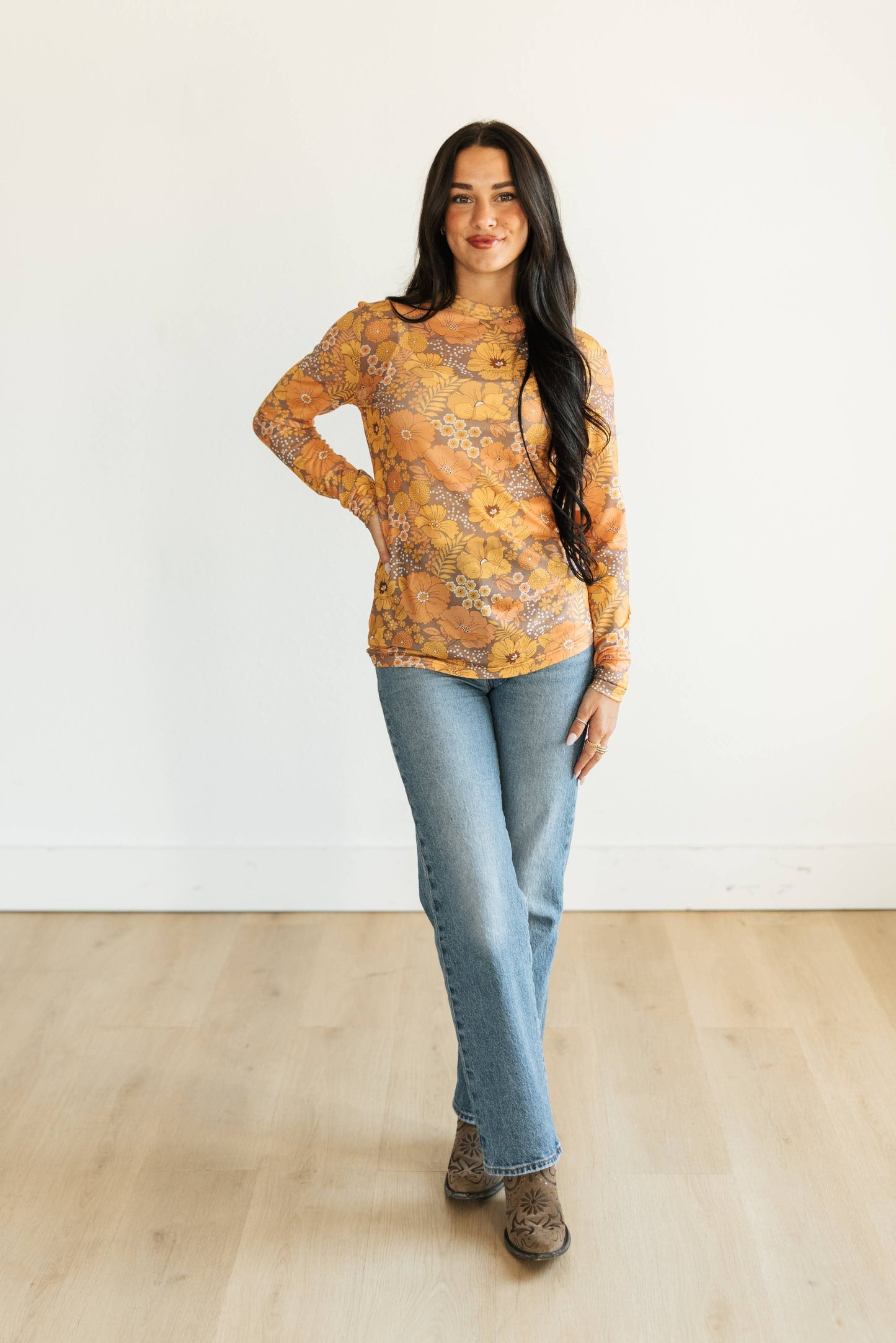 TH1221 S157 VINTAGE FLORAL MESH TOP ( 1 Piece)