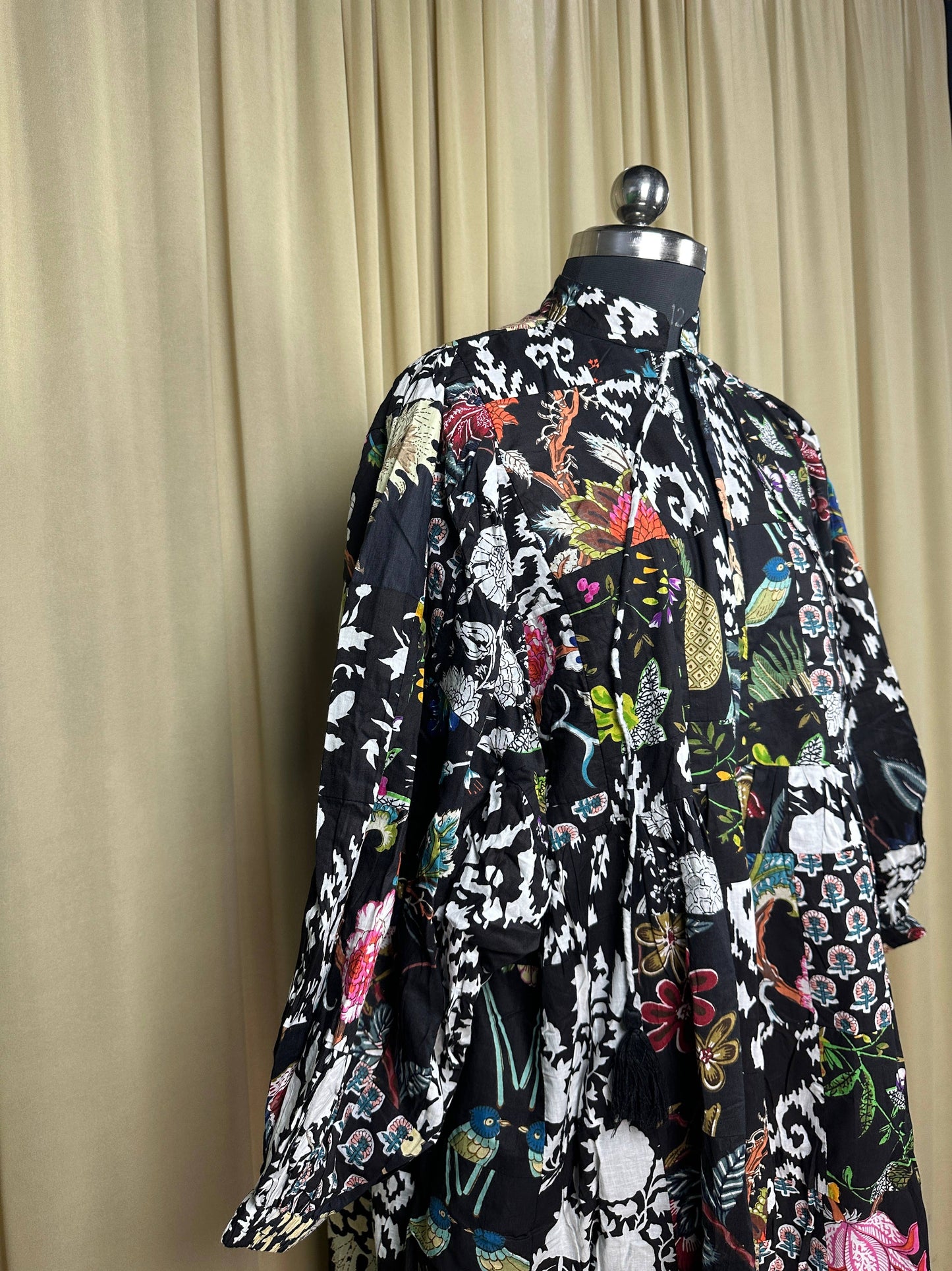 BLACK SHADES - Hand Patchwork Cotton Dress OneSize
