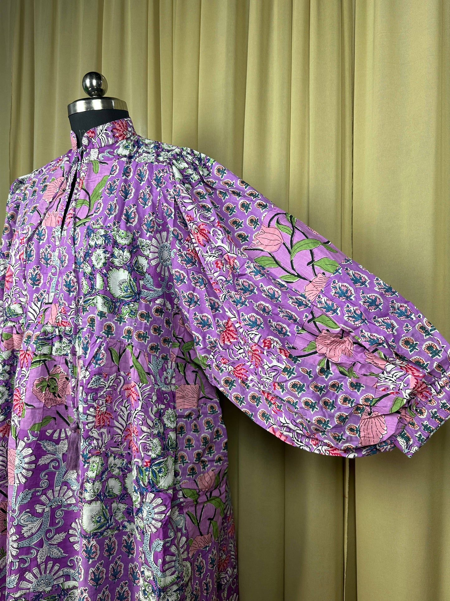 PURPLE  SHADES| Hand Patchwork Cotton Dress OneSize