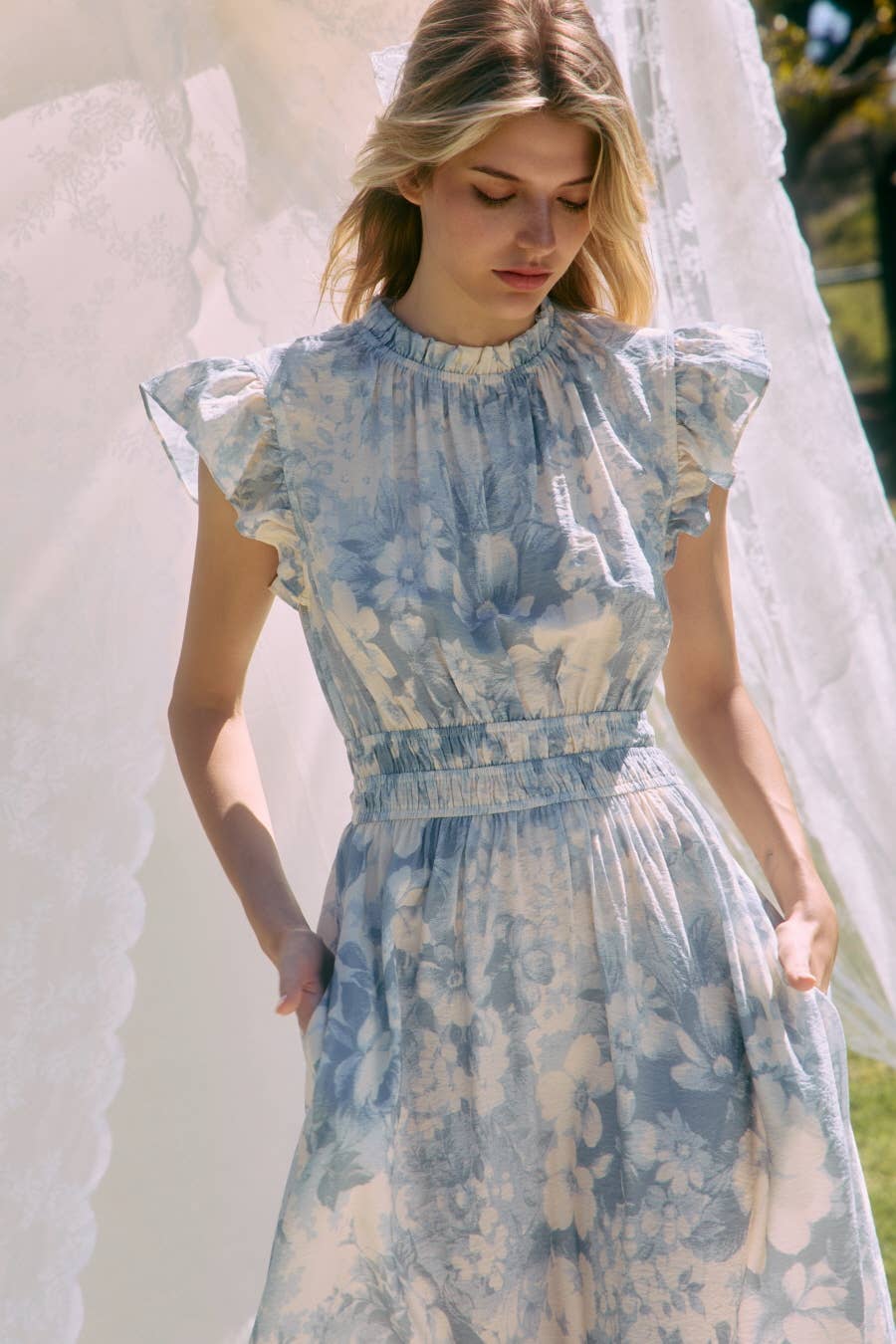 Plus Floral Tiered Midi Dress