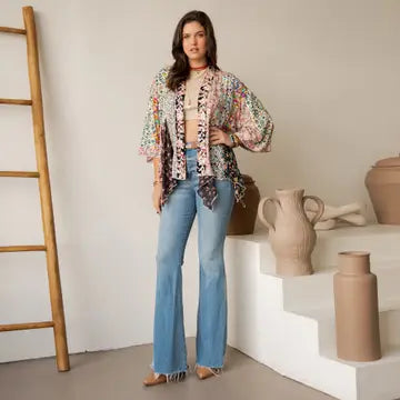 Floral Bohemian-Style Patchwork Kimono