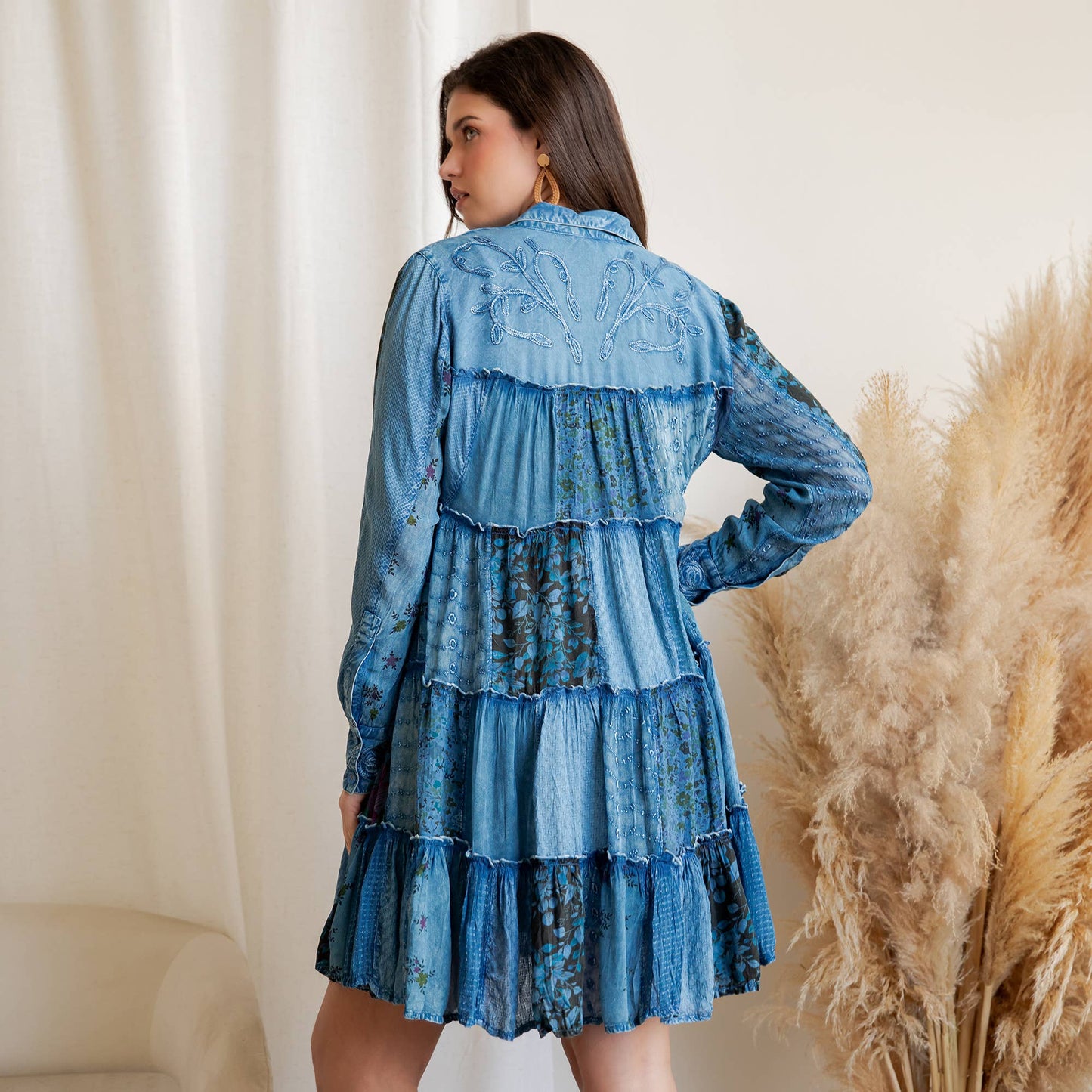 Artisan Embroidered Jhabla Shirt Dress PLUS