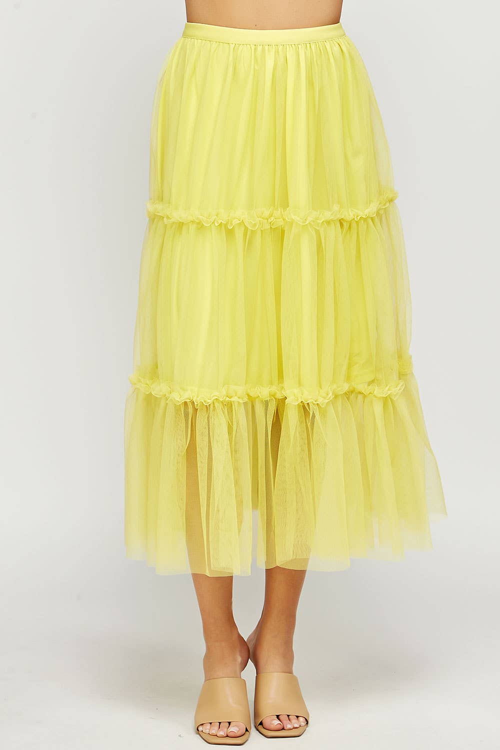 Tulle Midi Skirt With Mini Ruffles