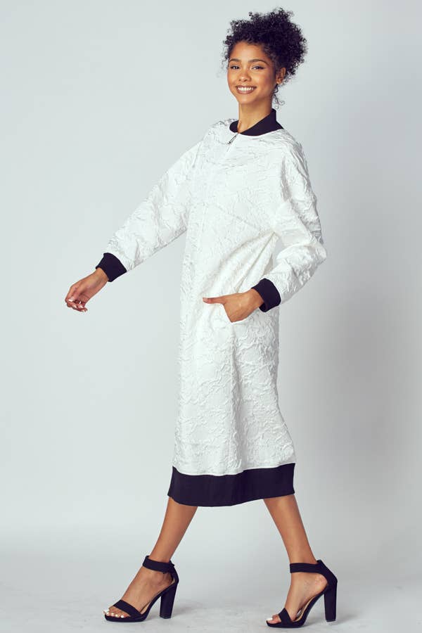 EMBOSSED JACKET WITH TWO WAY ZIPPER
