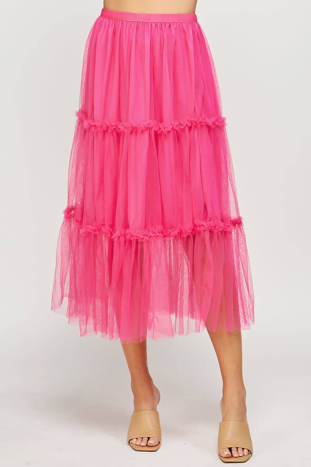 Tulle Midi Skirt With Mini Ruffles