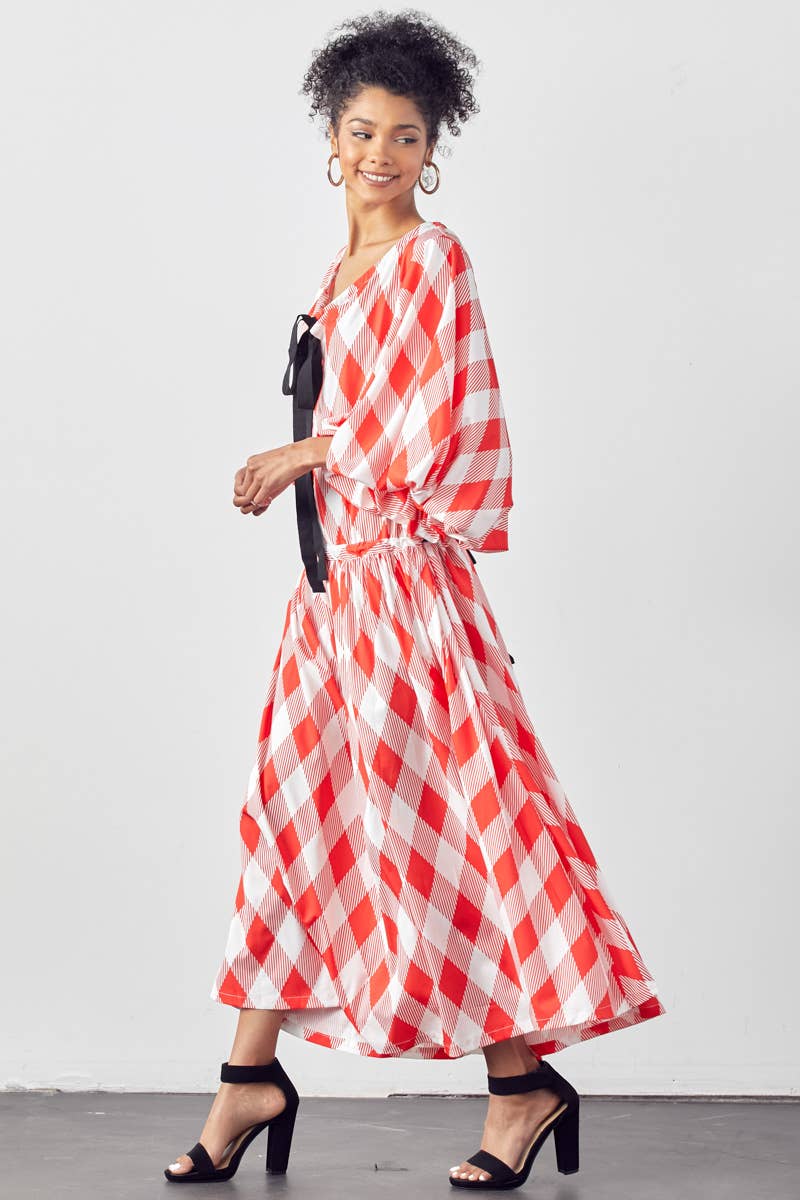 BALLOON SLEEVE DRESS WITH POCKETS