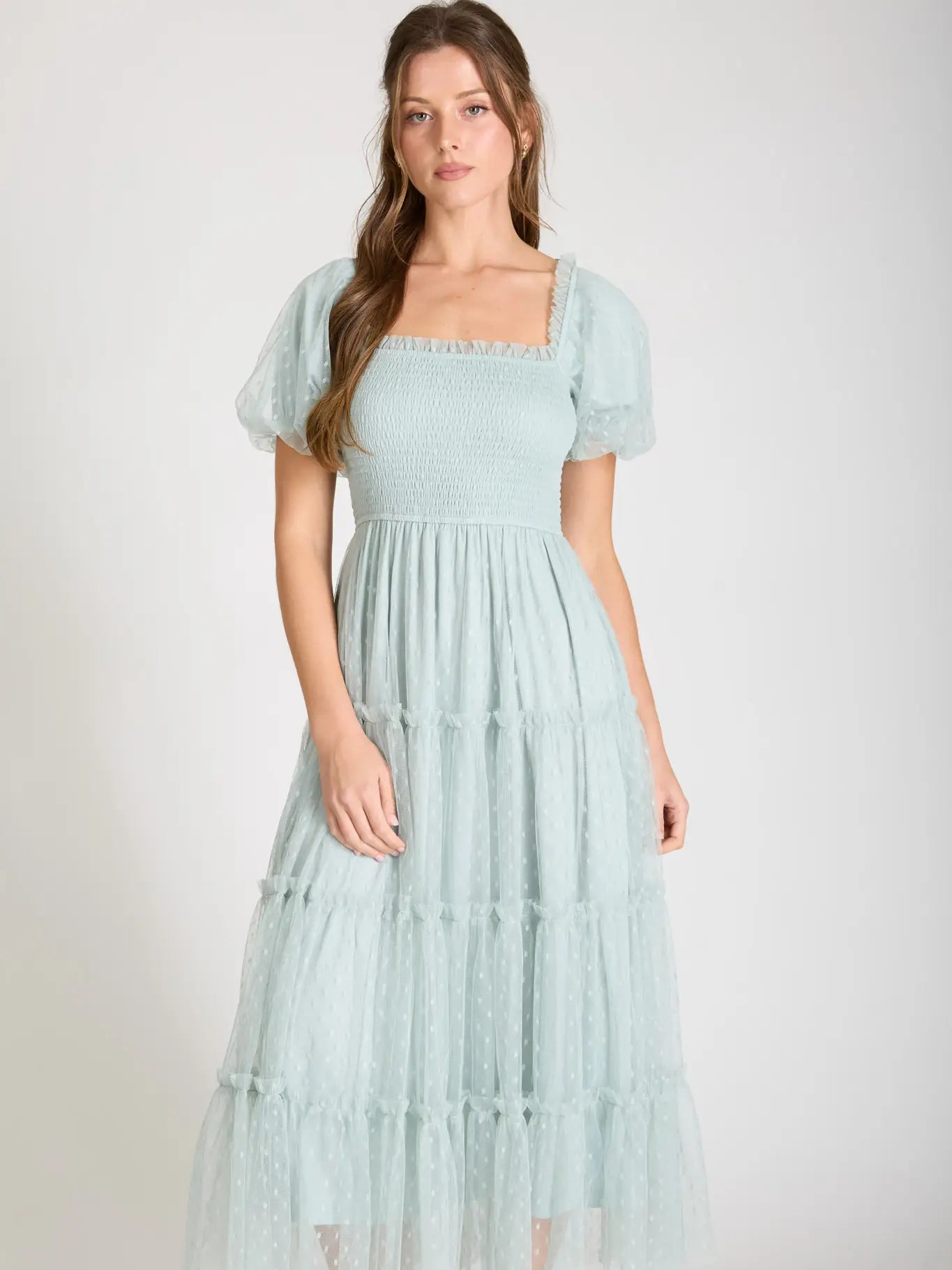 Sage Dream Tulle Maxi Dress