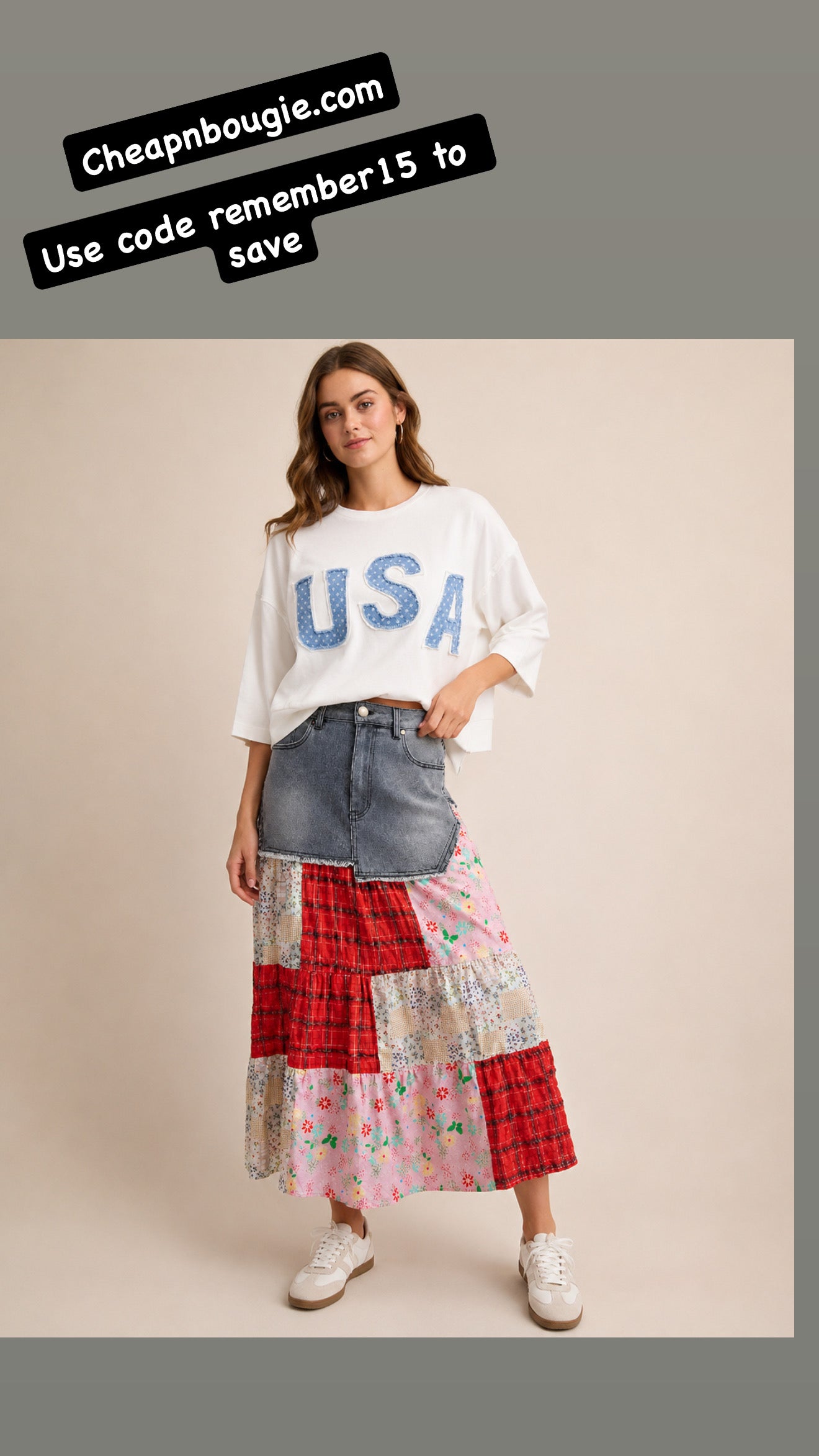 The Bluebonnet Patchwork Denim Skirt