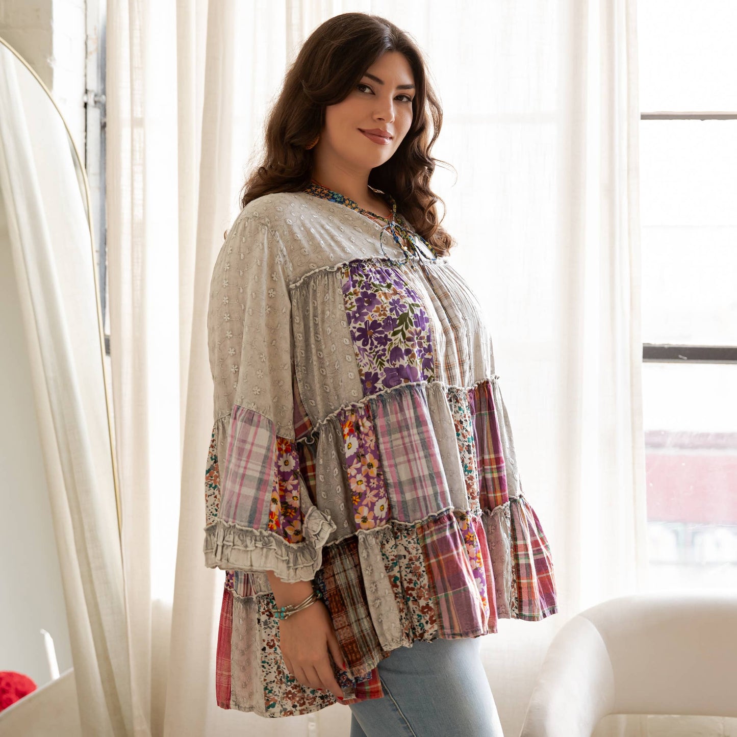 Overdyed Jhabla Top With Emb Also in PLUS