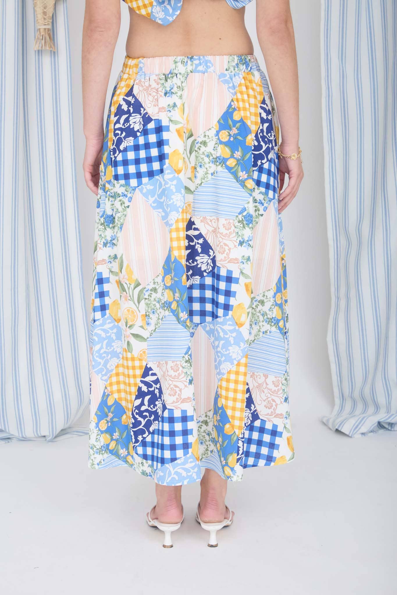 MULTI-PATTERN HIGH WAIST MAXI SKIRT