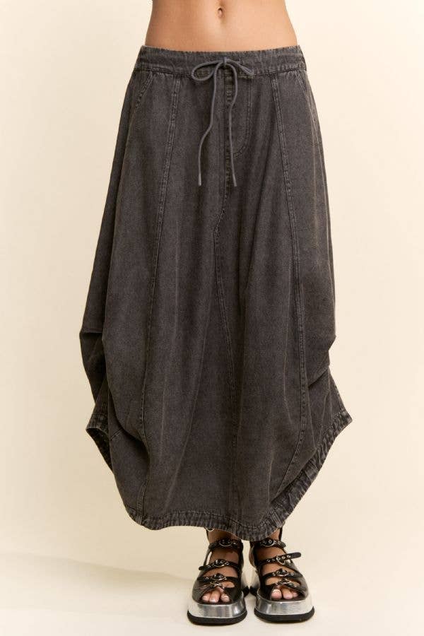 WASHED DENIM PARACHUTE SKIRT