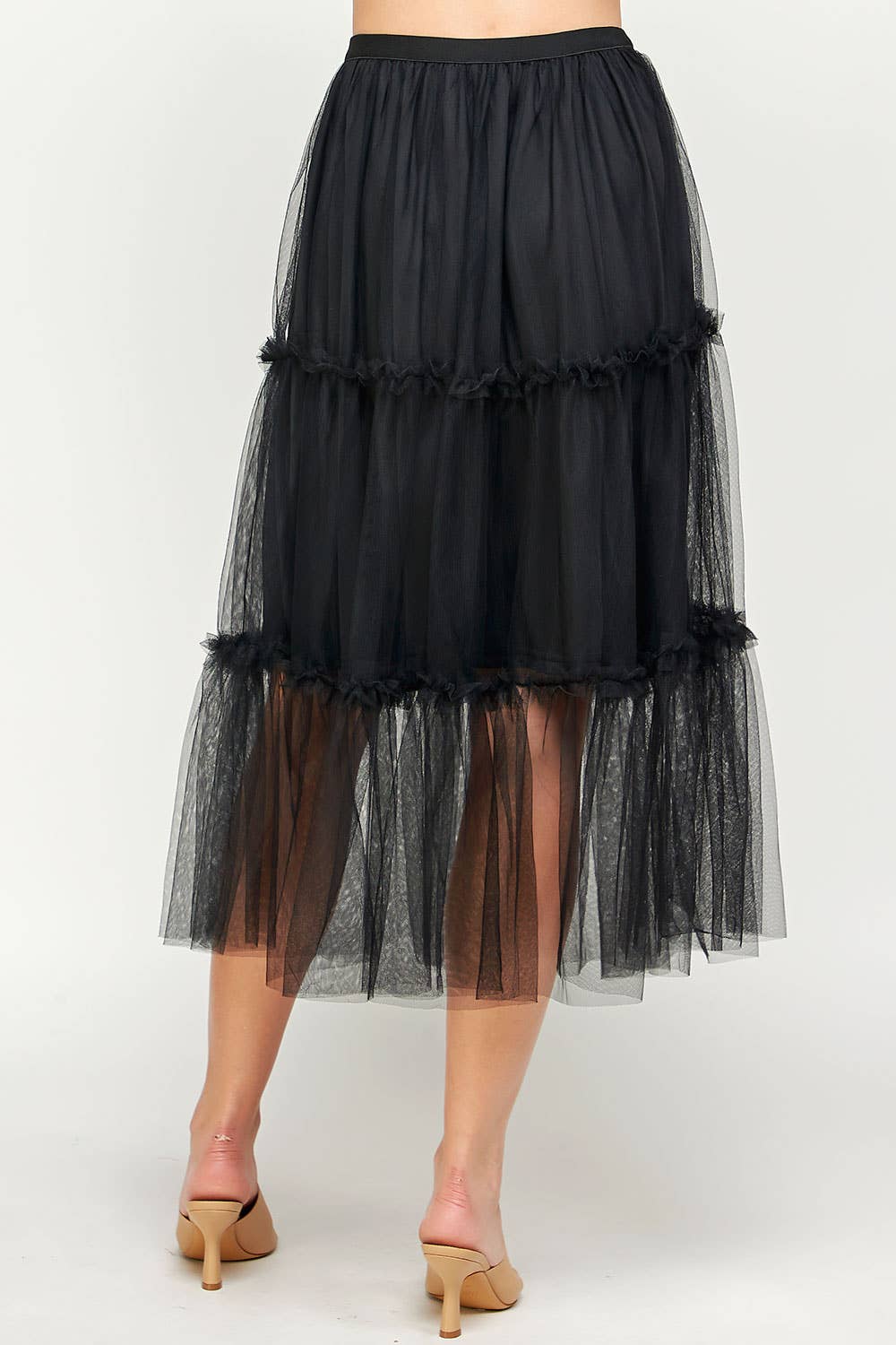 Tulle Midi Skirt With Mini Ruffles