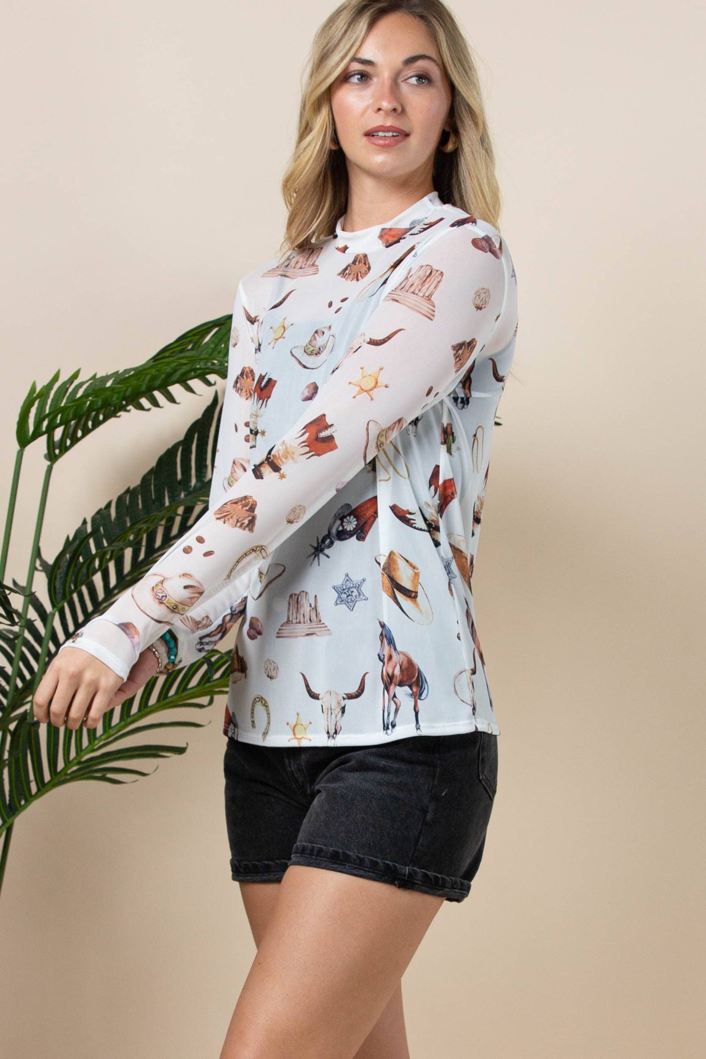 AV1230-MYLIE-6173A WESTERN ELEMENTS SEMI SHEER MESH TOP