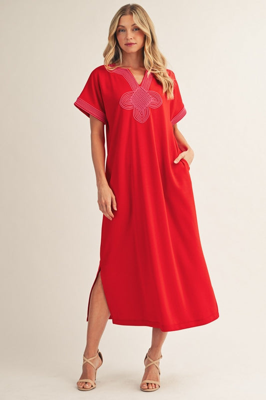 MAGGIES TOMATO RED MIDI DRESS