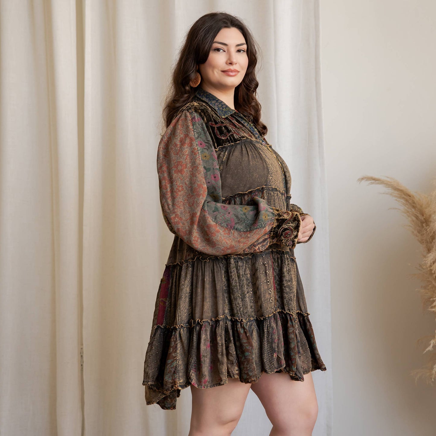 Artisan Embroidered Jhabla Shirt Dress PLUS