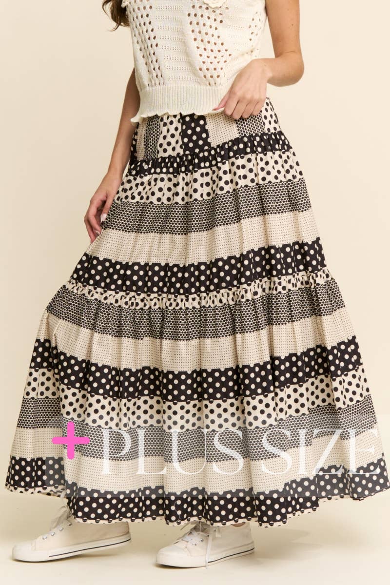 Polkadot Tiered Maxi Flowy Skirt