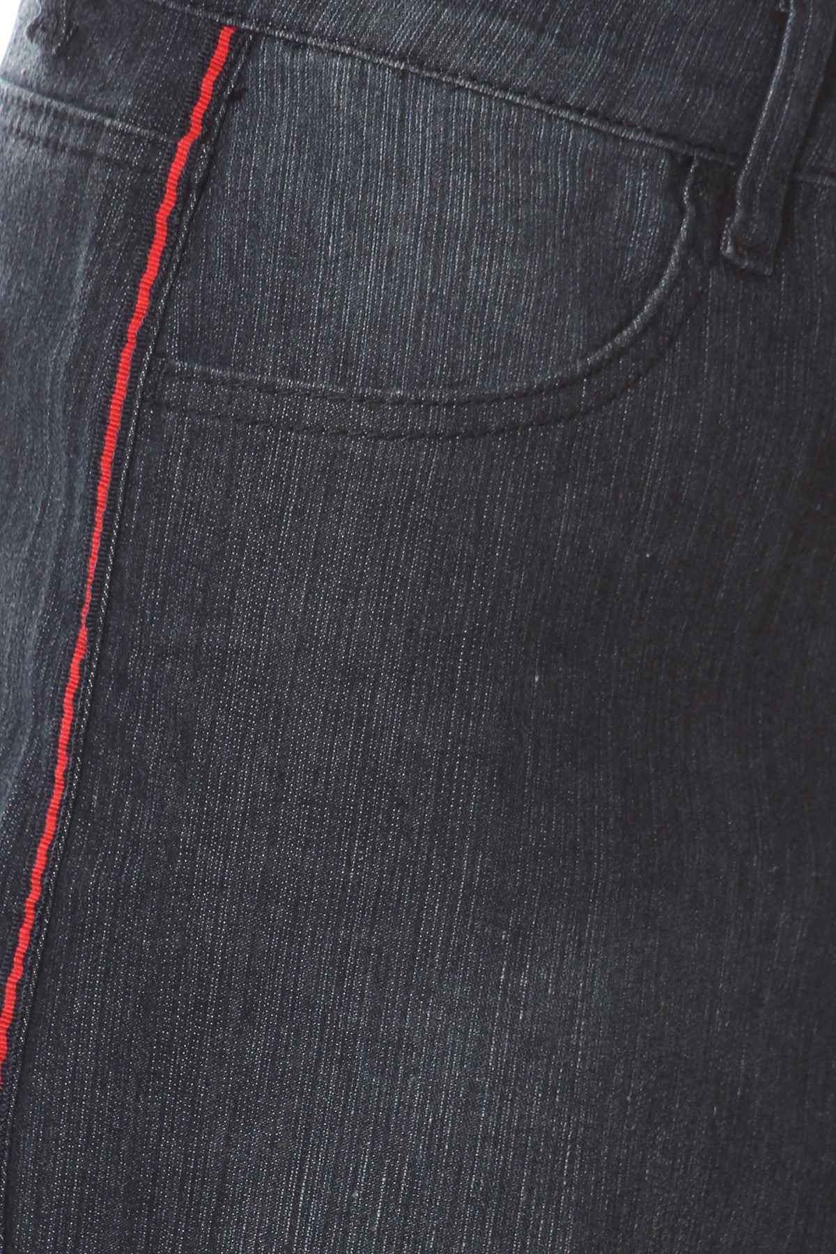 W/ RED AND BLACK STRIP> A-LINE