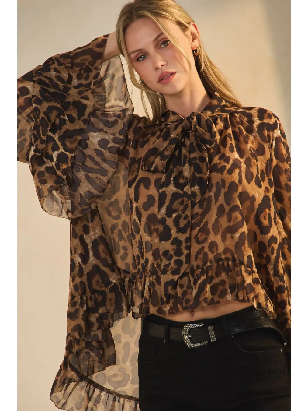 Leopard Printed Chiffon Blouse