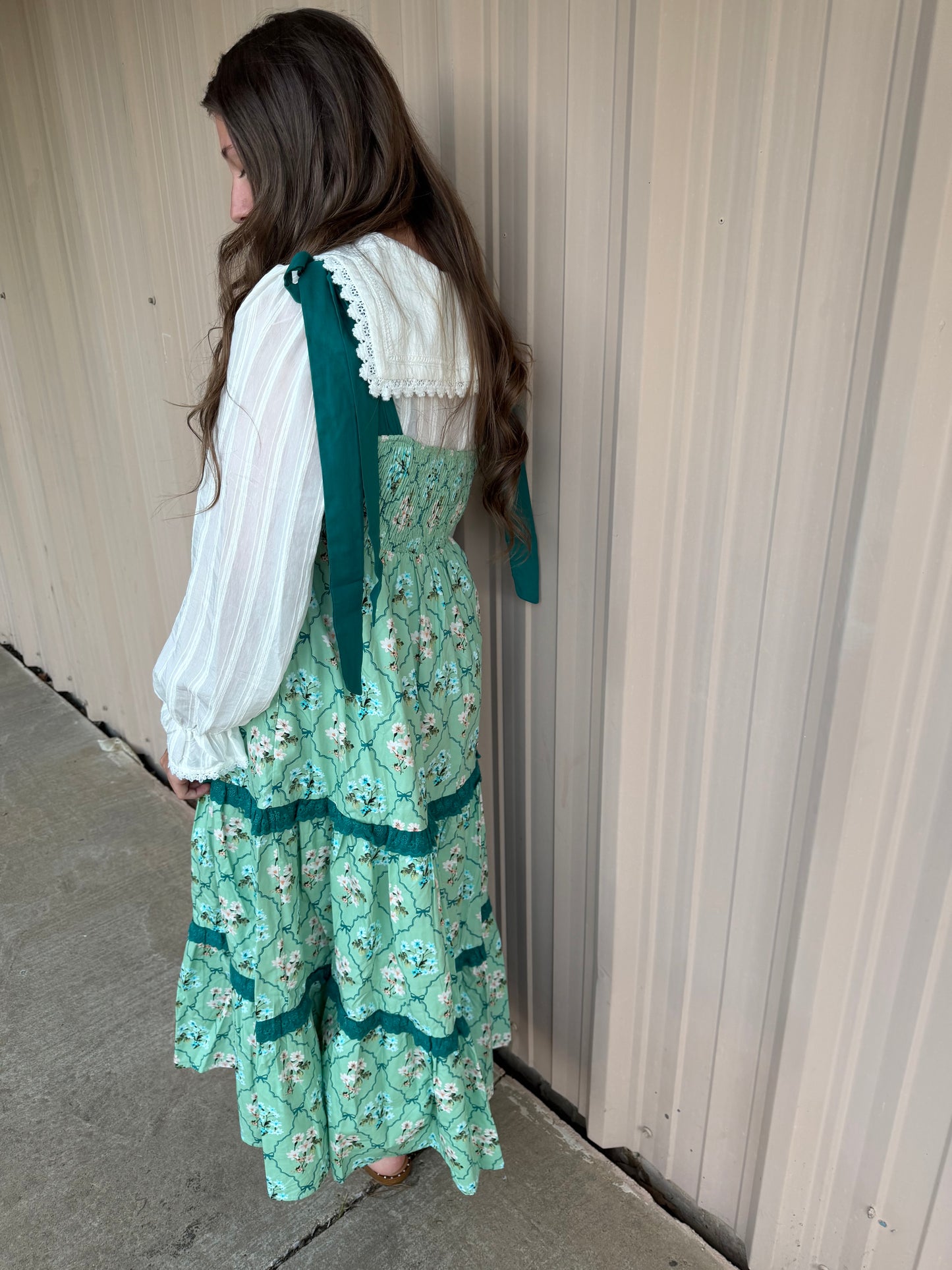 Tiered Floral Quilted Midi Dress