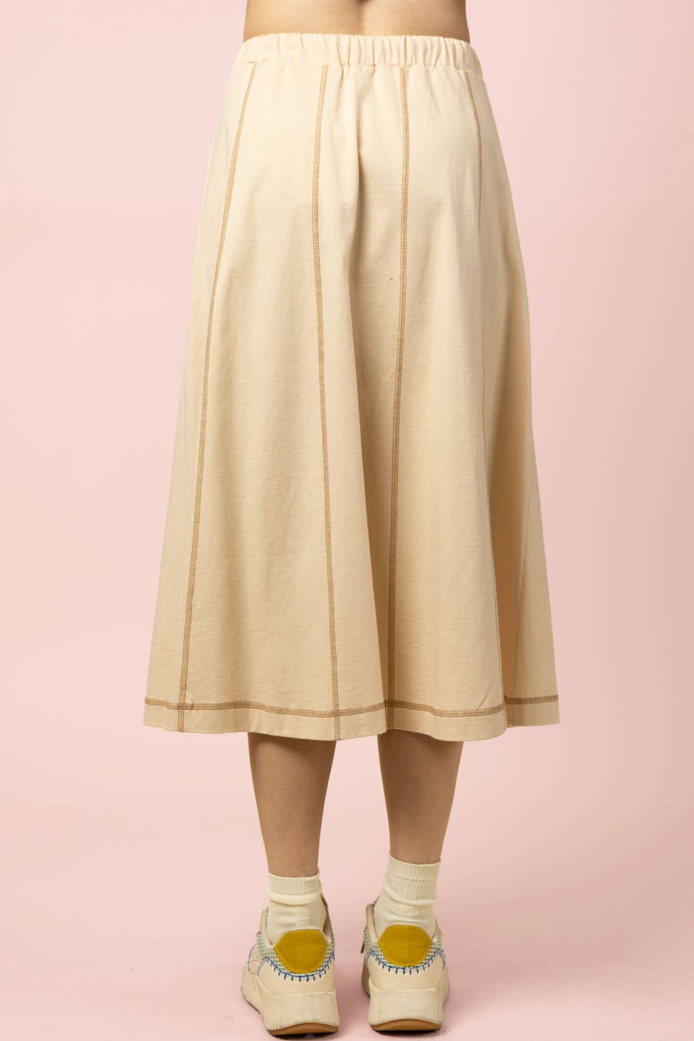 Stitch Detail Casual Knit Midi Skirt