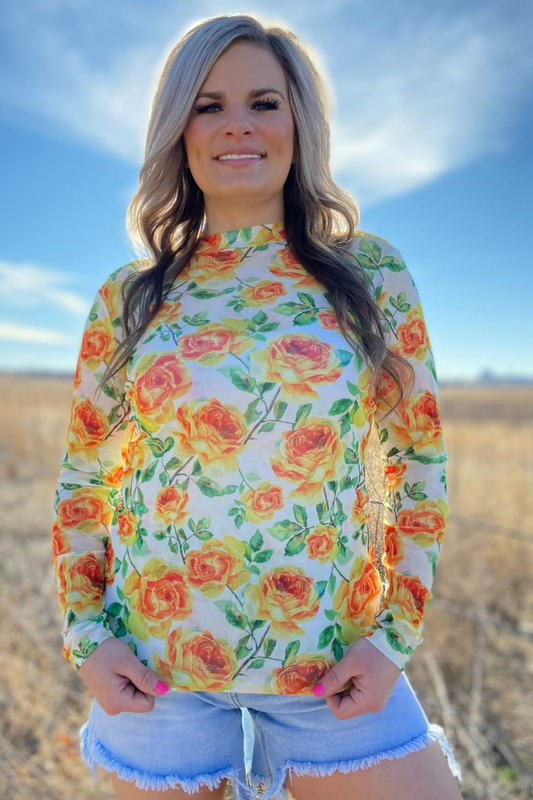 Lone Star Rose Mesh Top