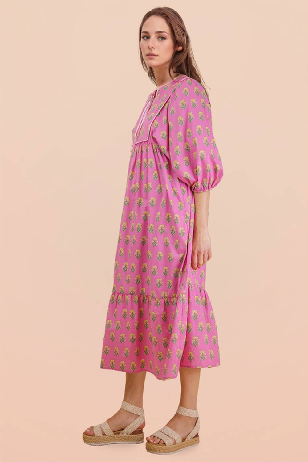 Printed Half Sleeve Midi Dress
