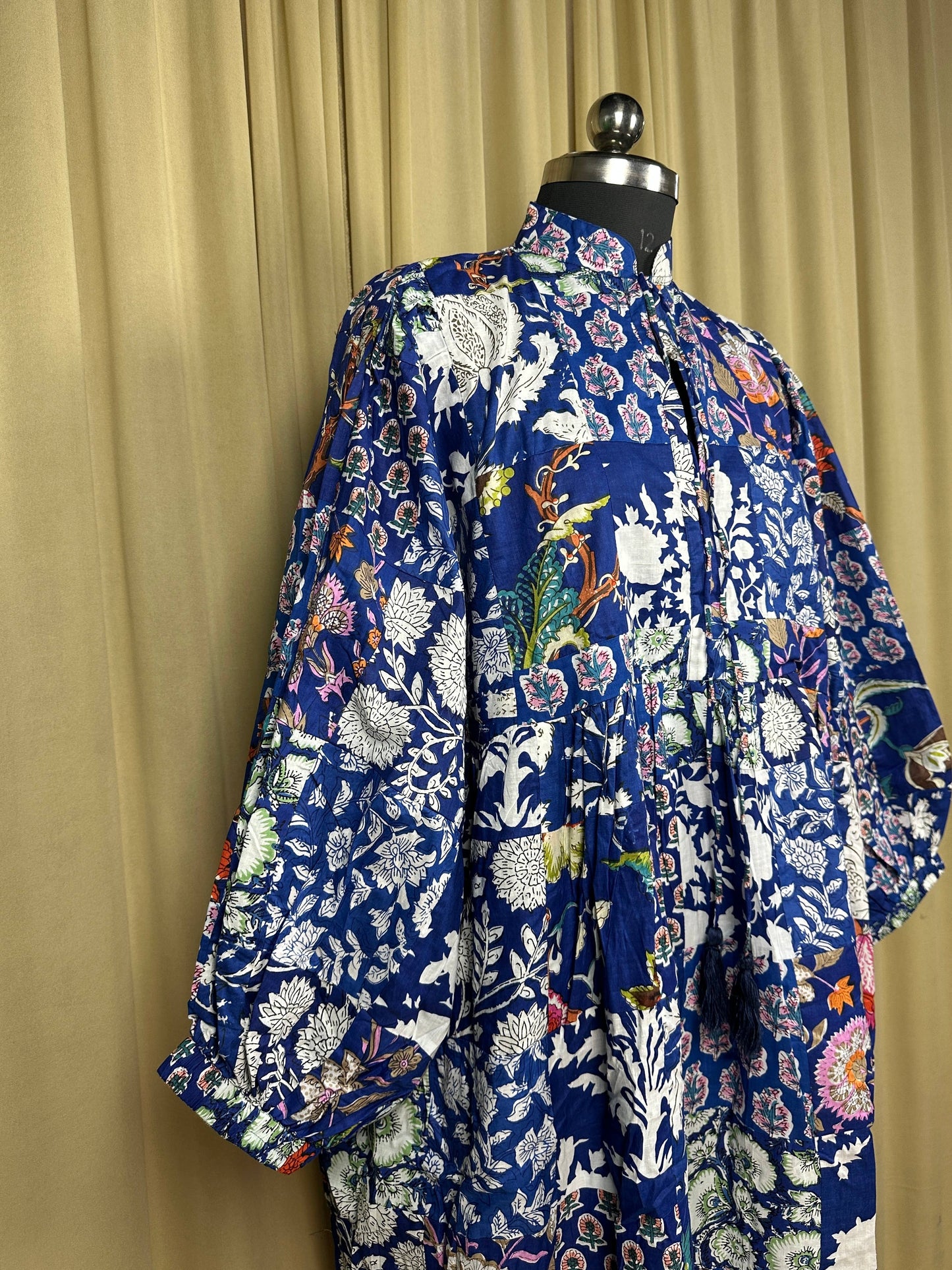 BLUE SHADES - Hand Patchwork Cotton Dress OneSize