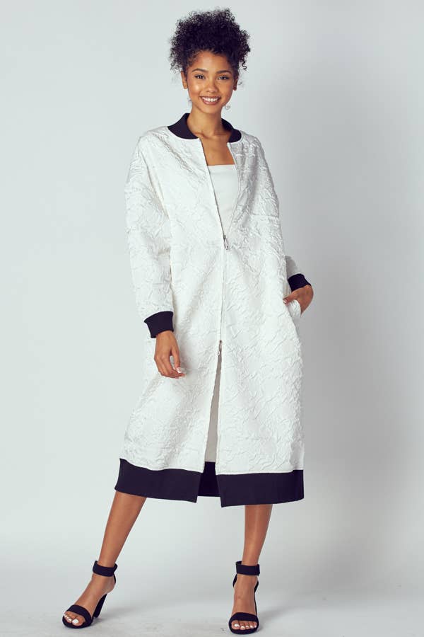 EMBOSSED JACKET WITH TWO WAY ZIPPER
