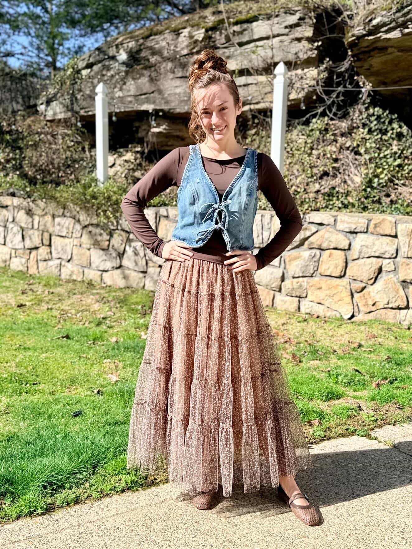 Tulle brown Khristen girl skirt