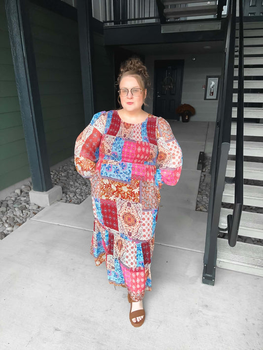 Shimmer Patchwork Dress - PLUS