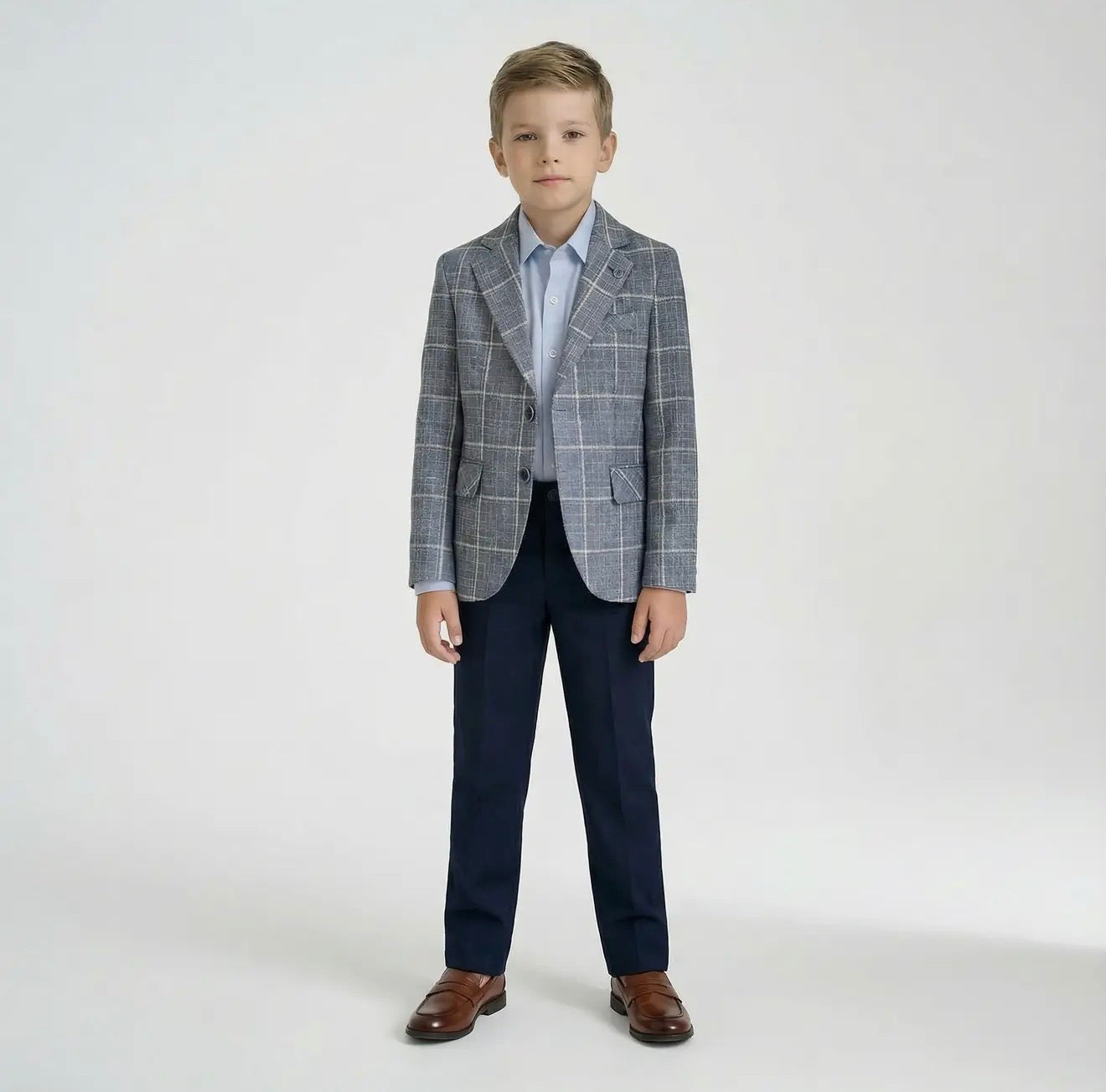 3-piece set: square-pattern blazer, shirt, and cotton pant PREORDER