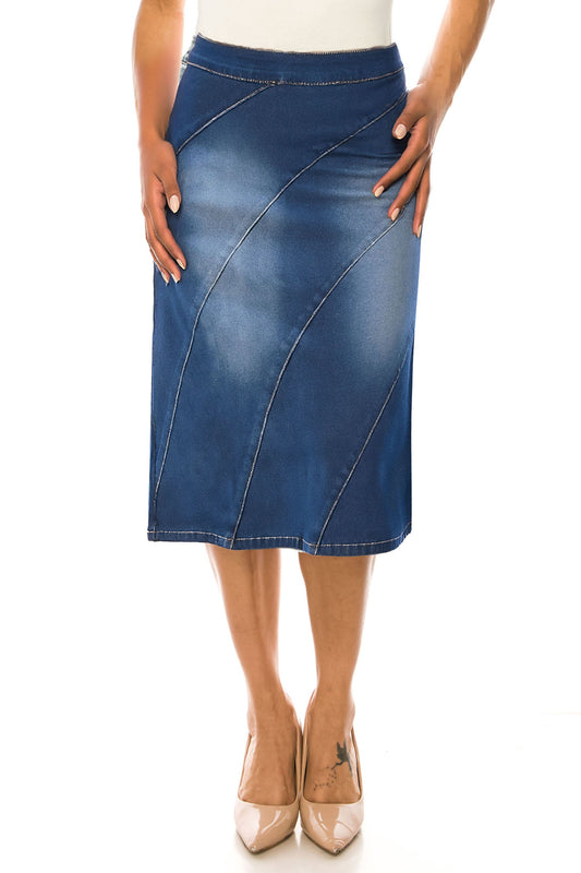 A-LINE> DARK INDIGO WASH W/ SIDE ZIPPER