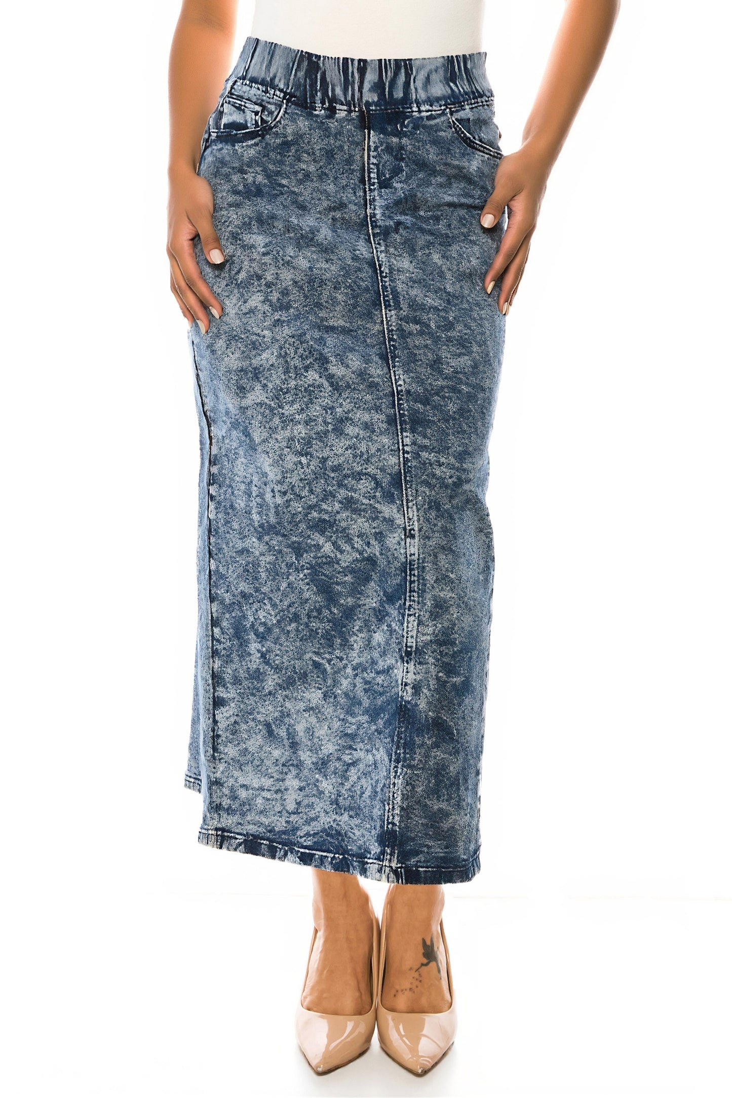ELASTIC WAIST, DARK SNOW WASH