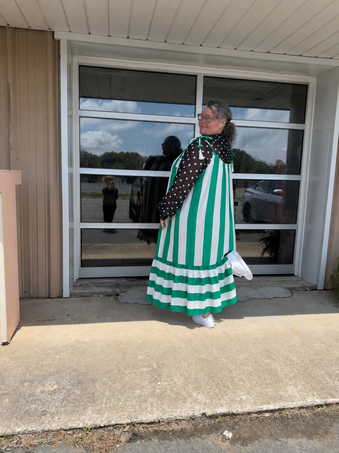 Tarrah’s vertical stripe midi dress