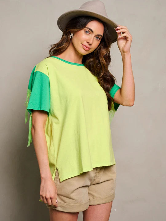 Lemon & Lime Splash Fringe Top
