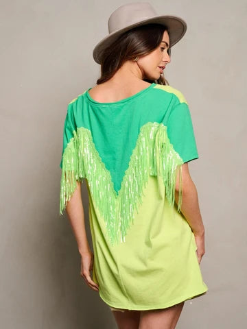Lemon & Lime Splash Fringe Top